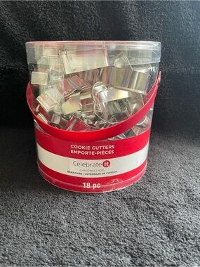 NIB Celebrate It 18pc Metal Cookie Cutter Set - Silver
